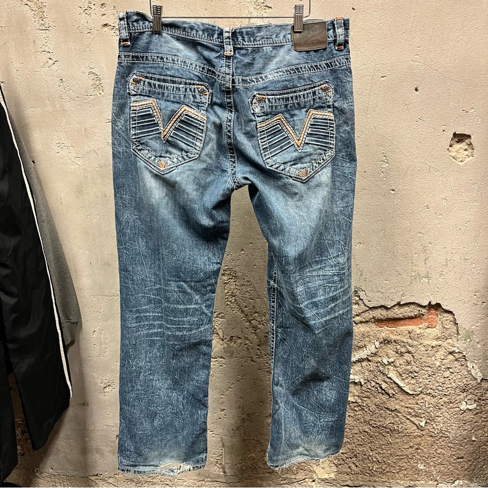 Affliction Blake Straight Leg Distressed Embellished Grunge Straight Leg Jeans